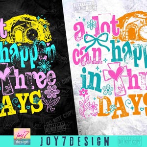Mucho puede pasar en 3 días Pascua PNG Pascua cristiana Jesús Boho Pascua versículo bíblico Diseño de camiseta de Pascua retro Coqueta Religiosa ORIGINAL imagen 2