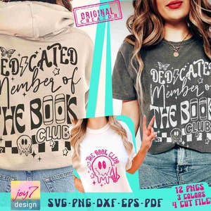Dedicated Member of The Book Club SVG PNG Retro Book lover Svg Book Shirt Svg Book Quotes Svg Retro Teacher Booktrovert Librarian Original