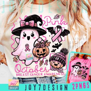 Pink Oktober Brustkrebs Bewusstsein PNG Halloween Pink Geist Png Retro Brustkrebs Doodle Girly Pink Halloween Shirt Sublimation ORIGINAL Bild 1