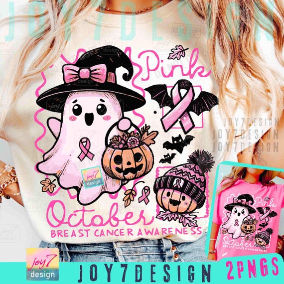 Pink October Breast Cancer Awareness PNG Halloween Pink Ghost Png Retro Breast Cancer Doodle Girly Pink Halloween Shirt Sublimation ORIGINAL