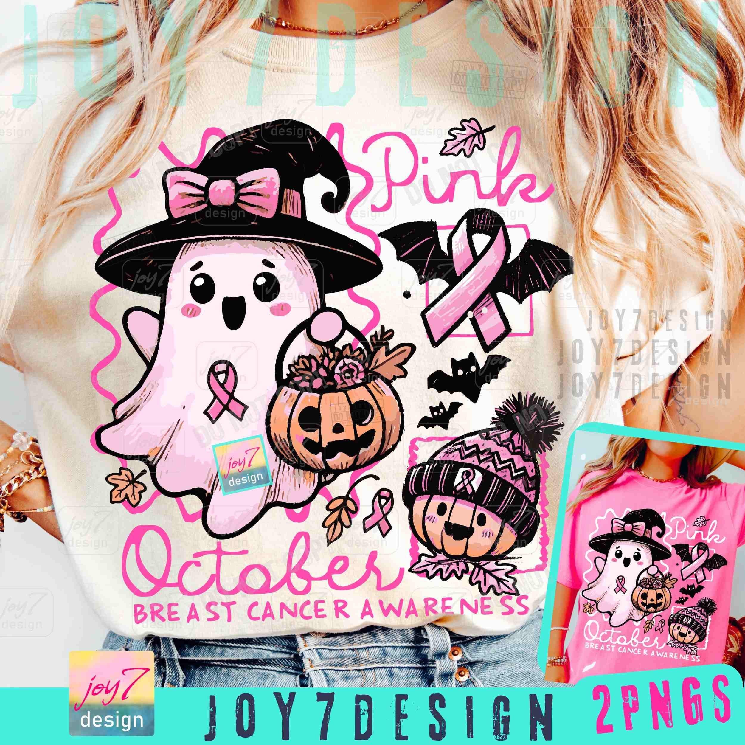 Pink October Breast Cancer Awareness PNG Halloween Pink Ghost Png Retro Breast Cancer Doodle Girly Pink Halloween Shirt Sublimation ORIGINAL
