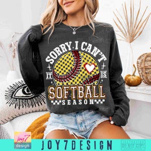 Sorry I Can't It's Softball Season PNG Retro Checkered Softball Png Softball Game Day shirt Softball Mom Png Trendy Softball Team ORIGINAL image 5