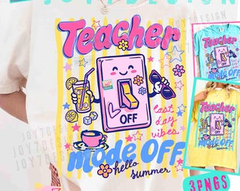 Teacher Mode Off PNG Striped Last Day Of School shirt Class Dismissed Preppy Doodle Teachers Design ORIGINAL