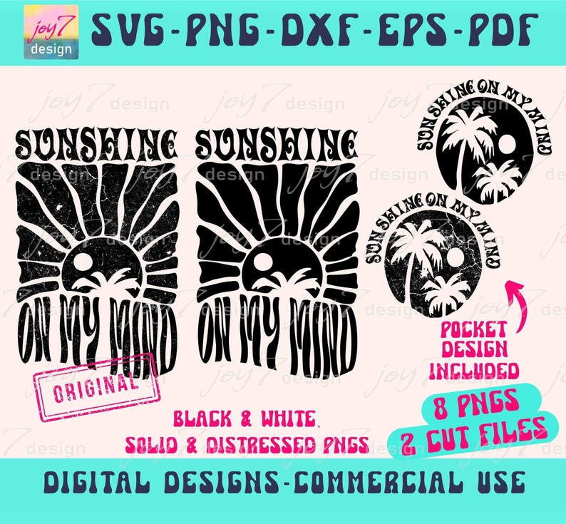 Sunshine On My Mind Svg, PNG , Pdf, Dxf, Eps, Jpg, DTG Instant download by Joy7design
https://www.etsy.com/ie/shop/Joy7design