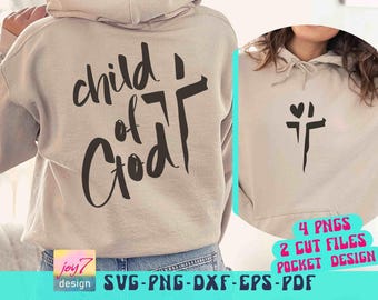 Child of God Cross Design: Christian SVG PNG (Front & Back)