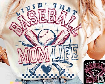 Retro Baseball Mom PNG Trendy Baseball Livin' That Baseball Mom Life Png Retro Checkered Baseball Mom shirt Png Baseball Mama Png ORIGINAL