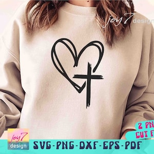 Cross in Heart SVG PNG Heart Cross Svg, Heart Cross Png, Christian Clipart, Christian Cut File, Faith Svg, Christian Svg, Christian Designs