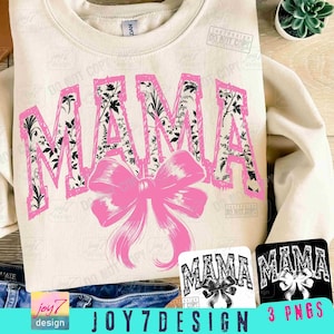 Mama Toile Rosa PNG Coquette Fiocco Floreale Mama Toile Nero Chinoiserie Modello Varsity Mama Rosa Toile Mama shirt Png Festa della Mamma Png ORIGINALE