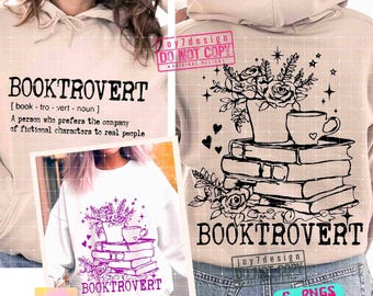 Booktrovert Definition SVG PNG Floral Book lover Svg Reading Svg Book lover gift Png Book Sublimation Book lover gift Svg Cut File ORIGINAL