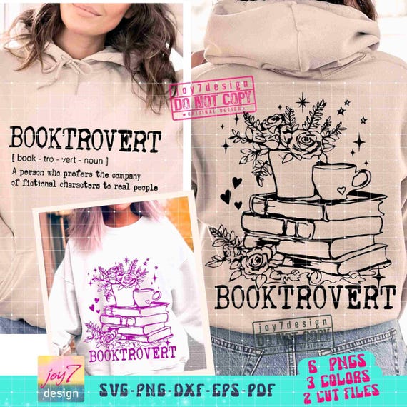 Booktrovert Definition SVG PNG Floral Book lover Svg Reading Svg Book lover gift Png Book Sublimation Book lover gift Svg Cut File ORIGINAL