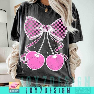 Coquette Cherry PNG Preppy Retro Checkers Coquette Cherries Boho Png Soft Girl Cherry Bow Vintage design Trendy Cherries Girly Png ORIGINAL image 5