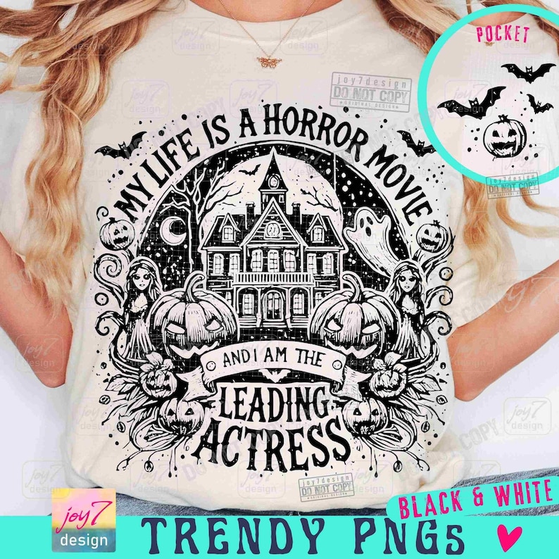 My Life is a Horror Movie PNG Funny Halloween Png Retro Halloween Witchy Png Adult Humor Trendy Halloween Spooky vibes Snarky Png ORIGINAL image 1