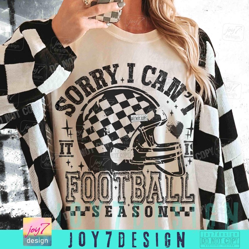 Sorry I Can't It Is Football Season PNG Trendy Football shirt Funny Football Mom Png Retro Checker Football design Trendy Football ORIGINAL image 4