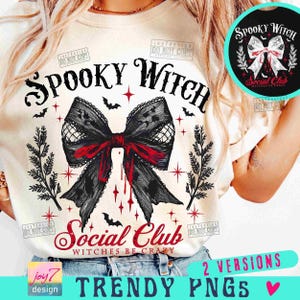 Spooky Witch Social Club PNG Witch Png Coquette Png Halloween Gothic Girly Bow Png Spooky Season Funny Halloween Png Vintage design ORIGINAL