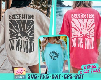 Sunshine On My Mind SVG PNG Boho Summer Png Trendy summer Svg Summer vibes Svg Beach vibes Svg Summer vacation Svg Retro Summer sublimation