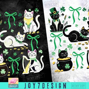 St Patrick's Cats PNG Coquette St Patricks Day Cat lover Png Black cats Irish Shamrock Png St Patrick Mama Png Trendy St Pattys Day ORIGINAL image 2
