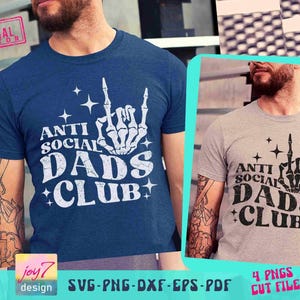 Club de Papás Antisociales SVG PNG Papá Divertido Padre Svg Camisa de Papá Svg Vida de Papá Png Papá Rockero Svg Mano de Esqueleto Regalo Divertido de Papá Svg Diseños de Papá imagen 1