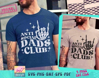 Antisoziale Dads Club SVG PNG Lustiger Vater Vaterssugs-Svg-Papa-Shirt-Svg Papa-Leben Png-Rock-Vater-Svg Skeletthand