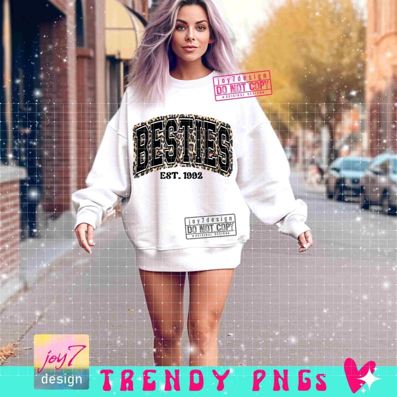 Beste vriend luipaard png Beste vriend Est shirt png Beste vrienden luipaard png Trendy beste vrienden Varsity-letters png Cheetah-afdruk pngORIGINAL afbeelding 3