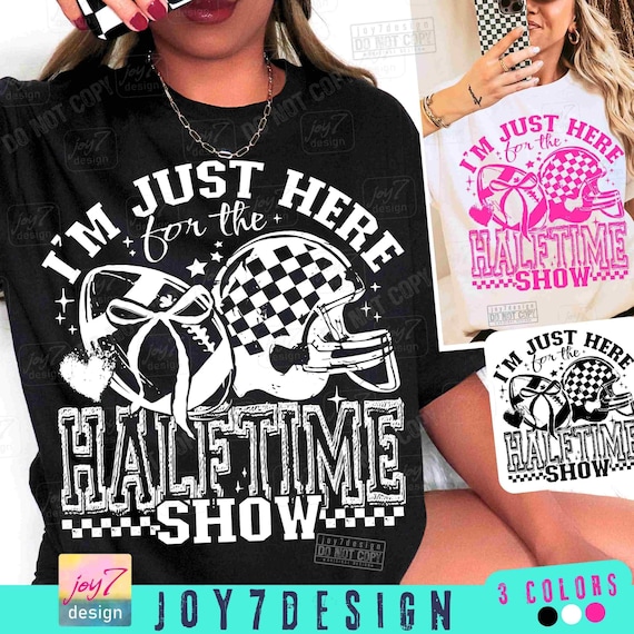 Just Here for the Halftime Show PNG Trendy Football Retro Checkered PNG Funny Football Game Day Coquette Bow Team Halftime Football ORIGINAL