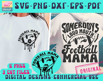 Loud Mouth Football Mama SVG PNG, Football Mom Png, Football Svg, Football Mom Shirt Png, Football Game Day Svg, Football Shirt Svg Cut file