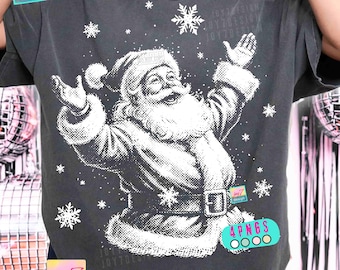 ビンテージサンタ クリスマス ハーフトーン PNG 面白いクリスマス ビンテージデザイン トレンディ DTF オリジナル (デジタルダウンロード)
