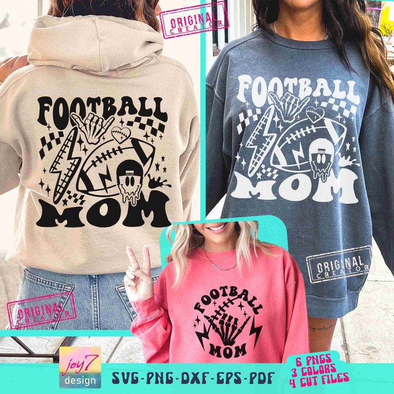 Retro Football Mom SVG PNG Baller Mom Football Game Day Mom deign Funny Football Front and Back Svg Aesthetic Cut File& Sublimation Original image 1