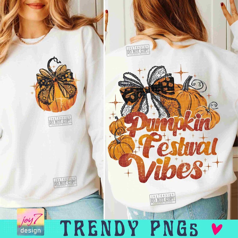 Pumpkin Festival Vibes PNG Coquette Fall vibes Png Cute Fall Png Retro Fall Png Trendy Pumpkin Sublimation Coquette Vintage design ORIGINAL image 3