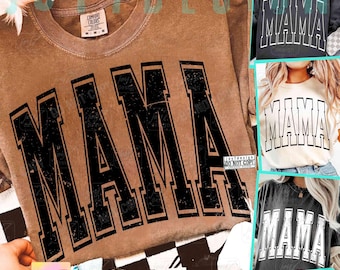 Retro Mama Varsity SVG PNG Bundle: Distressed College Design (Digital Download)