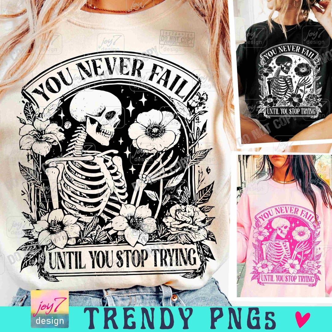 You Never Fail Positive Affirmation PNG Boho Motivational Self Care ...