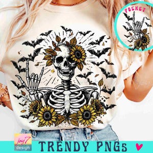 Spooky Skeleton PNG Funny Halloween Skeleton design Funny Fall Skeleton Spooky Season Png Retro Halloween Png Sunflower Skellie Png ORIGINAL