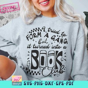 Book Club SVG PNG Funny Book Svg Retro Book Png Book lover Svg Book Shirt Svg Book Quotes Svg Booktrovert Retro Teacher Librarian Original image 5