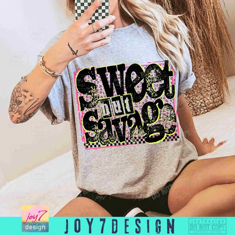 Sweet But Savage Snarky PNG Sassy Sarcasm Funny Womens Png Retro Checker Trendy Sarcastic quote Cheetah Print Sarcasm Funny Mom Png ORIGINAL image 6