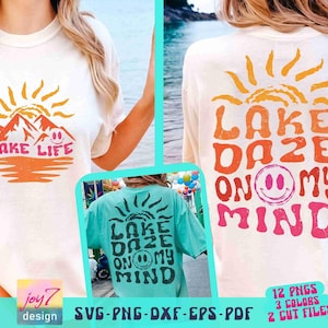 Lake Daze on My Mind SVG PNG Koszulka Lake Svg Wzory koszulek Lake Svg Koszulka z wakacjami rodzinnymi Lake Png Groovy Retro Lake Dtf Png Sublimacja zdjęcie 1