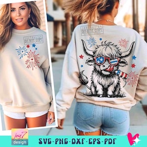 4th July Heifer SVG PNG Retro Fourth of July Svg Funny 4th Of July Svg Cricut Svg Cute Western Cow Png Independence Day Sublimation ORIGINAL image 6