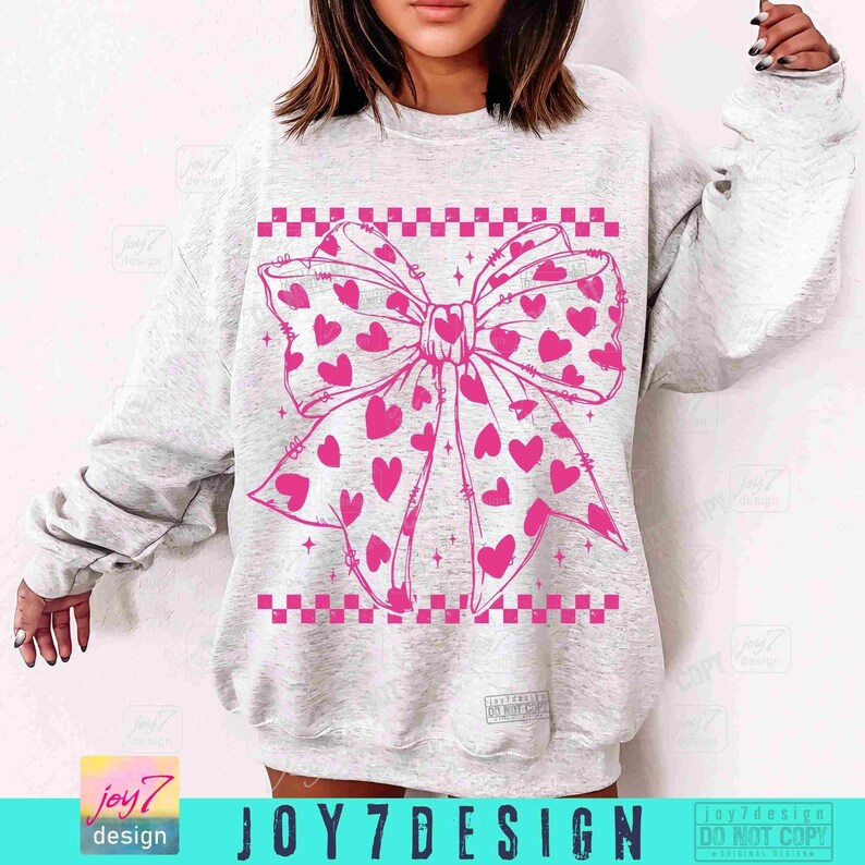 Coquette Bow Heart PNG Retro Valentine shirt design Png Valentine Bow Girly Valentine Gift Heart Love Png Valentine Checker Png VDayORIGINAL image 3