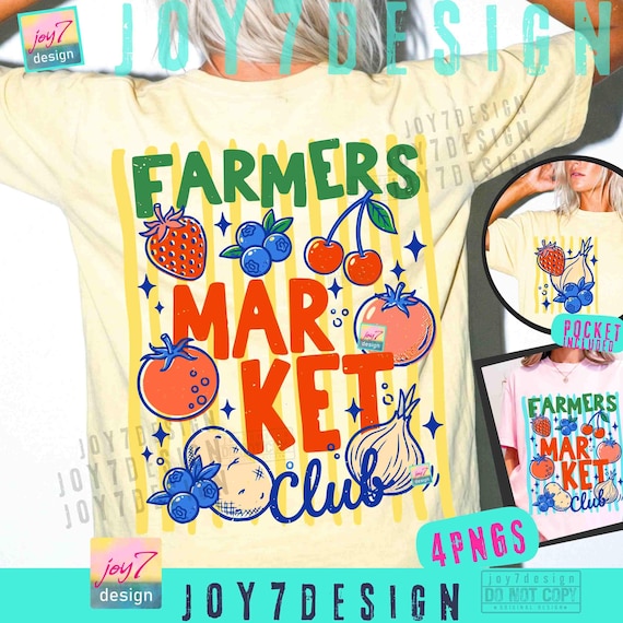 Farmers Market Club PNG Preppy stripes Cottagecore Garden Graphic Shirt Design ORIGINAL