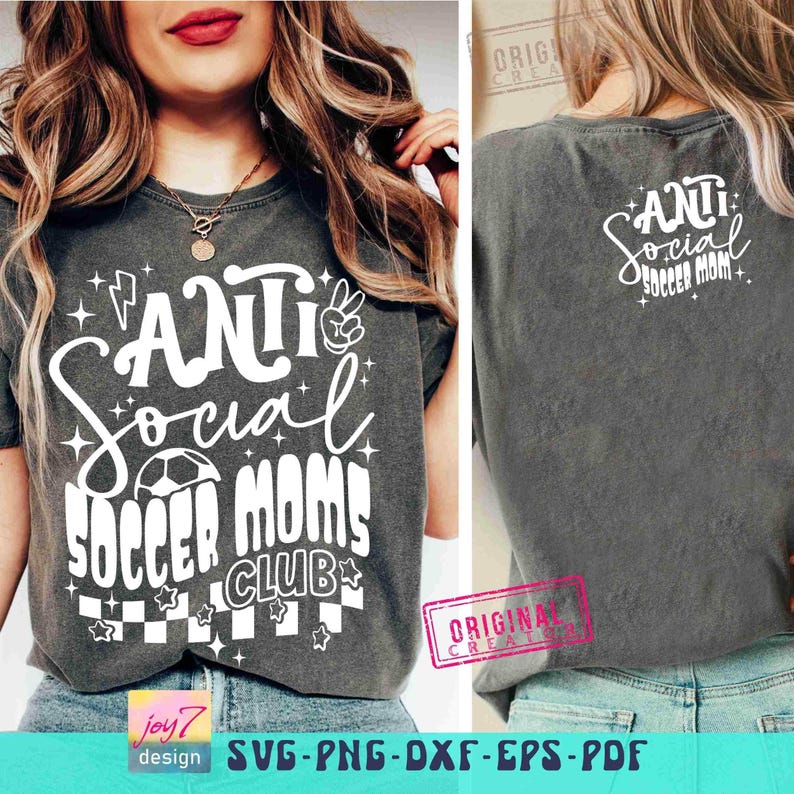 Funny Soccer Mom SVG PNG Antisocial Soccer Moms Club Soccer Game Day Png Sublimation Soccer Cheer Mom Front Back Svg Soccer CutFile Original image 6