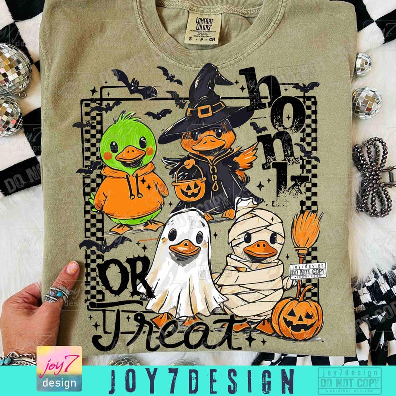 Honk Or Treat Funny Goose Halloween Trick or Treat PNG Trendy Spooky Goose Halloween Retro Checkered Halloween Cute Goose Spooky PngORIGINAL image 4