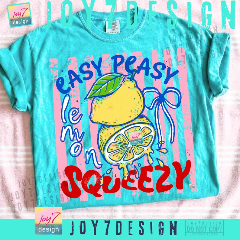 Conception facile de chemise citron Peasy PNG rayures drôle d'été fruit preppy ORIGINAL téléchargement numérique image 6