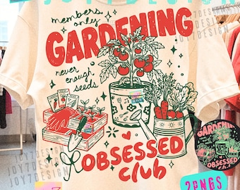 Club de obsesionados con la jardinería PNG Planta en maceta Humor de jardín Garabato preppy Diseño ORIGINAL Digital
