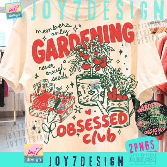 Gardening Obsessed Club PNG Potted Plant Garden Humor Preppy doodle ORIGINAL Design Digital
