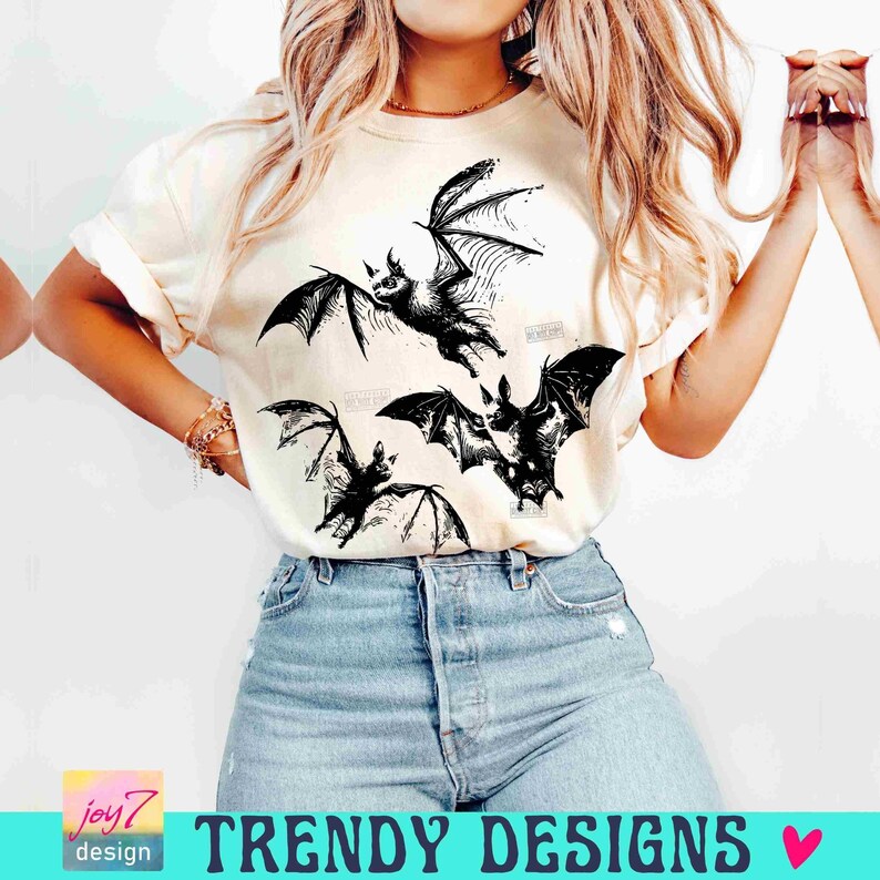 Halloween Bat PNG Halloween Vibes Vintage shirt design Bat lover Fall design Png Retro Halloween Png Trendy retro Spooky season Png ORIGINAL image 3