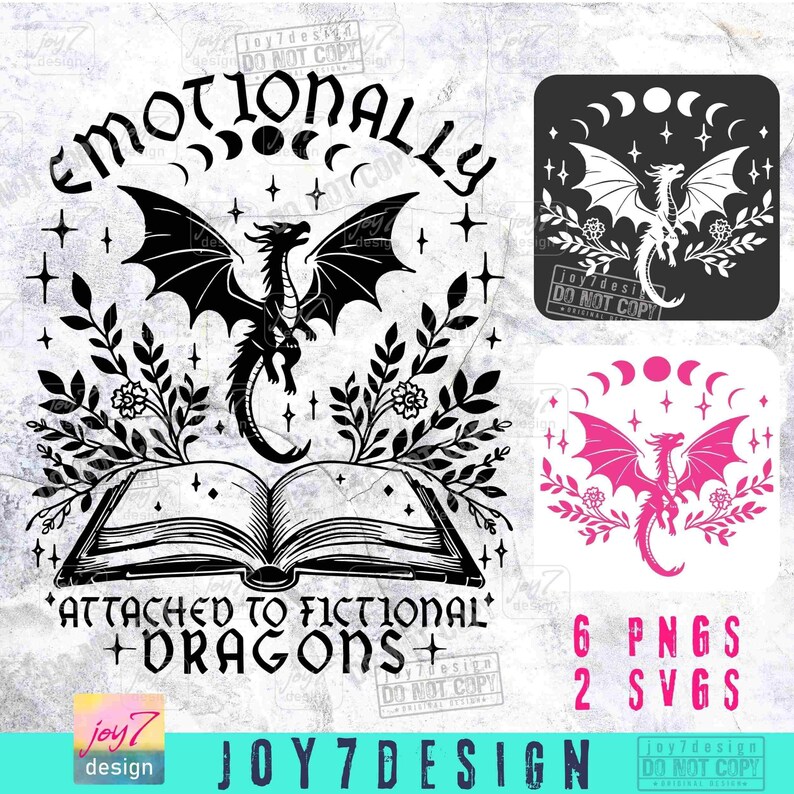 Emotionally Attached to Fictional Dragons Bookish SVG PNG Book lover Reading Svg Fantasy book club Romantasy Reader Book Shirt Png ORIGINAL image 2