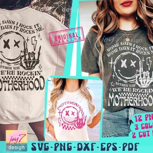 Funny Motherhood SVG PNG Rock It Motherhood Funny Mothers Day Svg Funny Mom Svg Trendy Mom Png Retro Mom Svg Sarcastic Mom Front and Back
