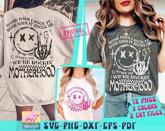 Funny Motherhood SVG PNG Rock It Motherhood Funny Mothers Day Svg Funny Mom Svg Trendy Mom Png Retro Mom Svg Sarcastic Mom Front and Back