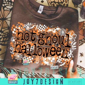 Hot Ghoul Halloween PNG Spooky Checkered Halloween Png Funny Halloween Floral Skull Spooky Season Gothic Girly Png Spooky Fall Png ORIGINAL image 5