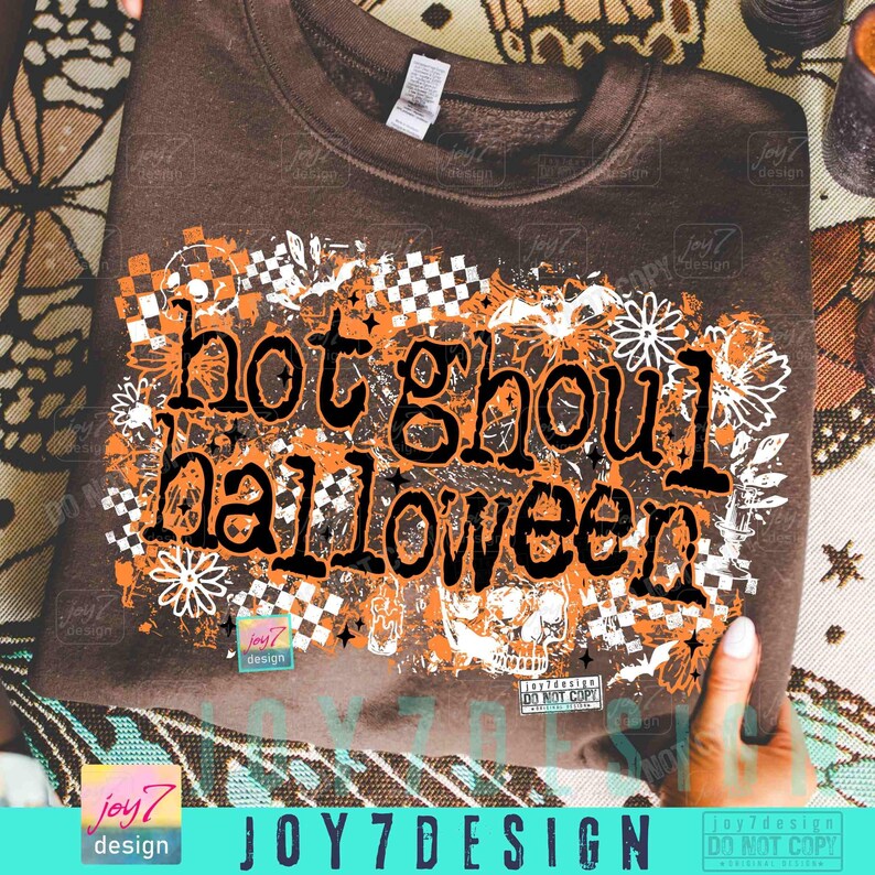 Hot Ghoul Halloween PNG Spooky Checkered Halloween Png Funny Halloween Floral Skull Spooky Season Gothic Girly Png Spooky Fall Png ORIGINAL image 5