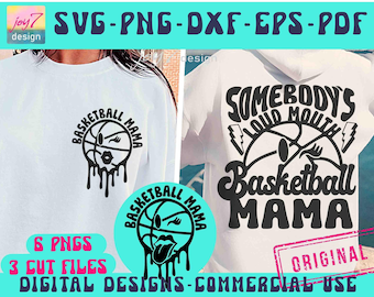 Loud Mouth Basketball Mama SVG PNG: Disegni per magliette per il giorno della partita (download digitale)
