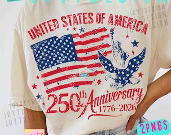 USA 250 Years Anniversary PNG Retro America Flag 4th July Patriotic ORIGINAL (Digital Download)